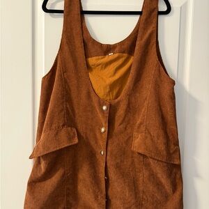 Brown Corduroy Button-Down Dress